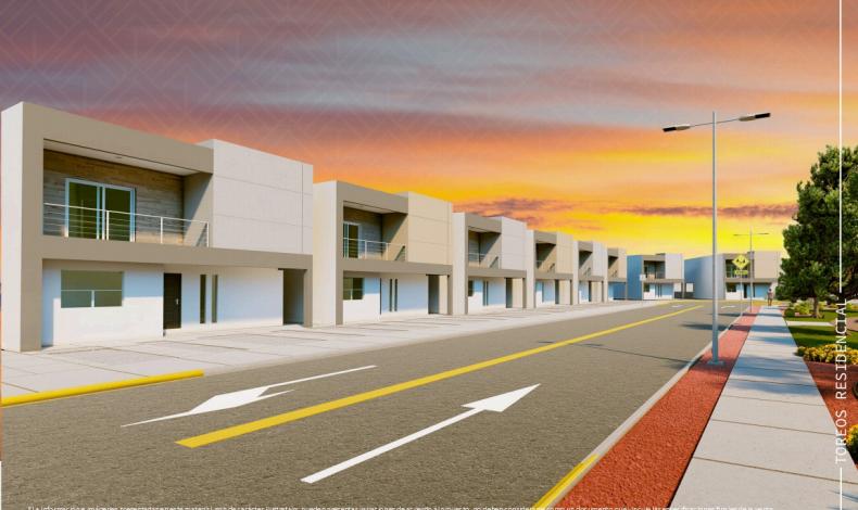 Vialidades interiores de Toreos Residencial al atardecer