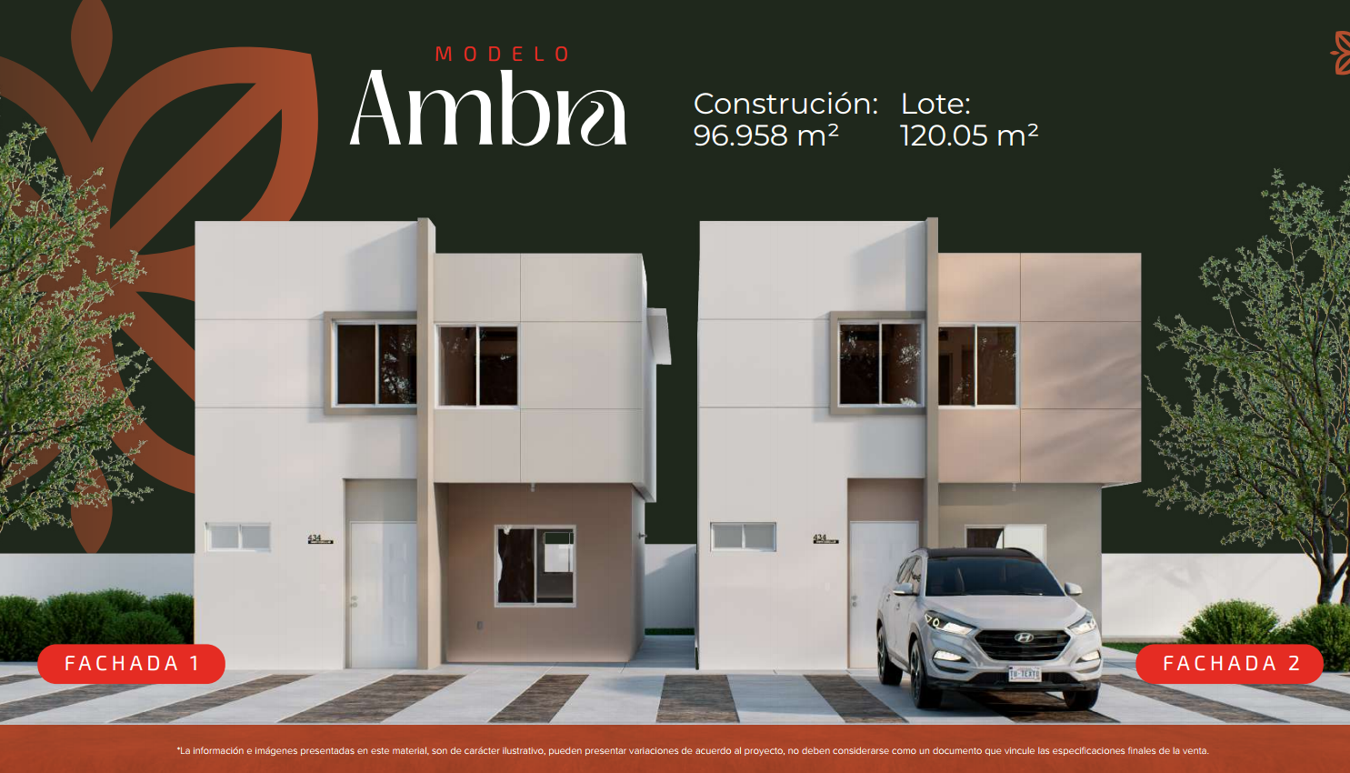 Modelo Ambra — fachada 1 y fachada 2