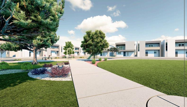 Áreas verdes y casas frente a parque en Toreos Residencial