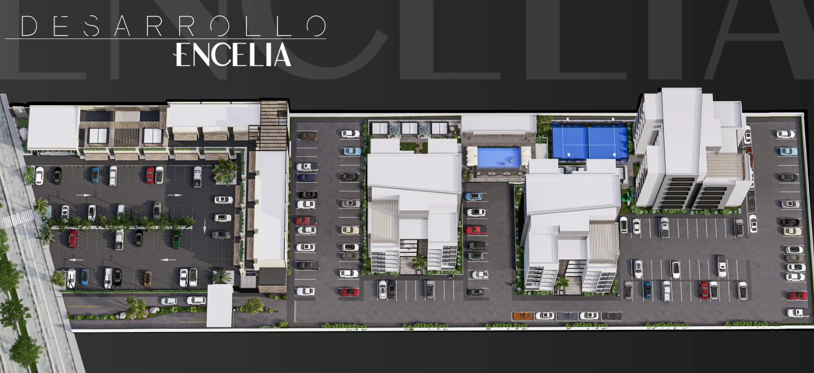 Vista aérea del conjunto Encelia y su emplazamiento