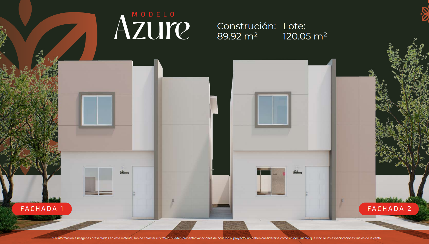 Modelo Azure — fachada 1 y fachada 2