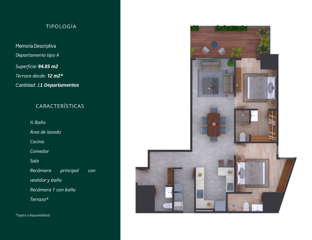 Planta arquitectónica del Departamento Tipo A de Altozano Ciudad Juárez