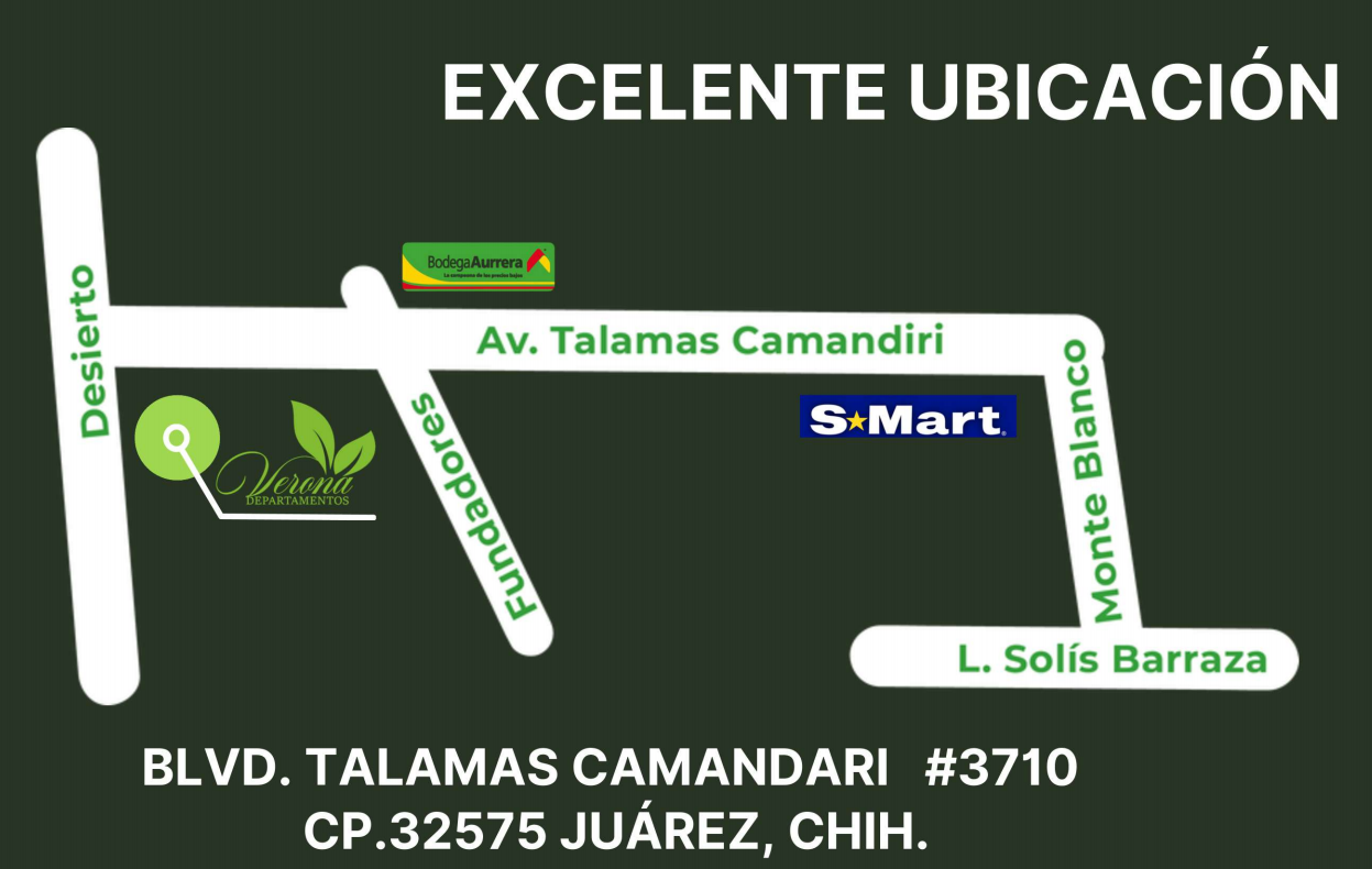 Mapa de ubicación de Verona Departamentos sobre Blvd. Talamás Camandari