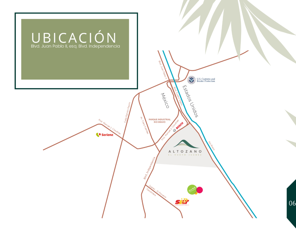 Mapa de ubicación de Altozano Ciudad Juárez en Blvd. Juan Pablo II esquina Blvd. Independencia