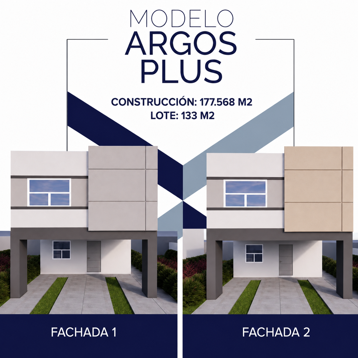 Opciones de fachada del Modelo Argos Plus