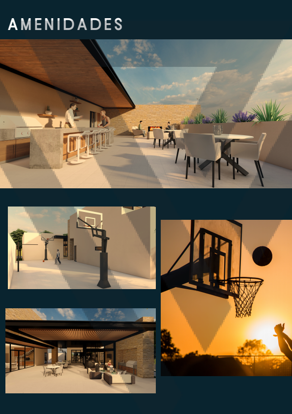 Área de asadores, terraza y área deportiva en Punta Vela Residencial