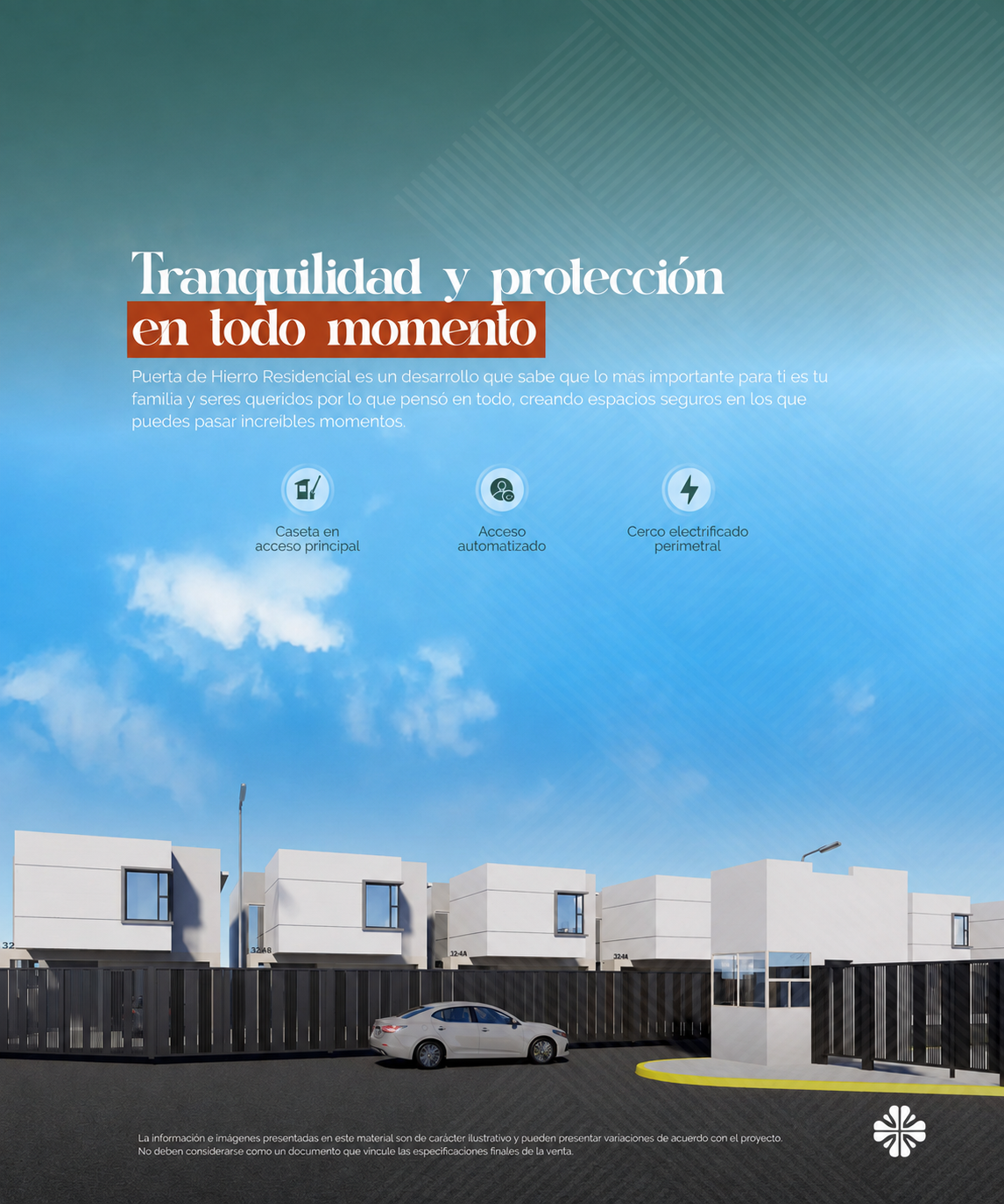 Acceso principal con caseta en Puerta de Hierro Residencial